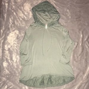 Vanilla Bay lace hood and bottom detail 3/4 sleeve